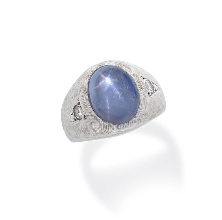 Star Sapphire and Diamond Ring