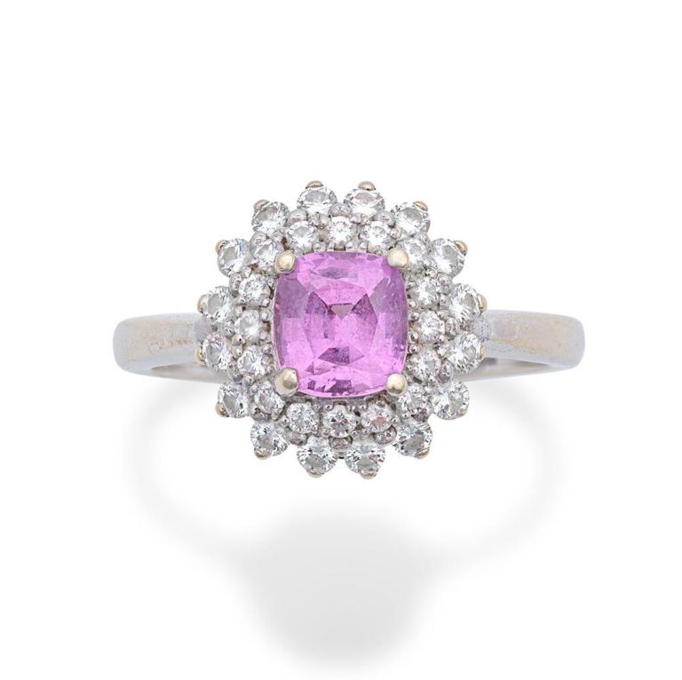 Pink Sapphire and Diamond Ring