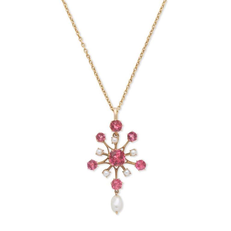 Spinel, Pearl Pendant/Necklace
