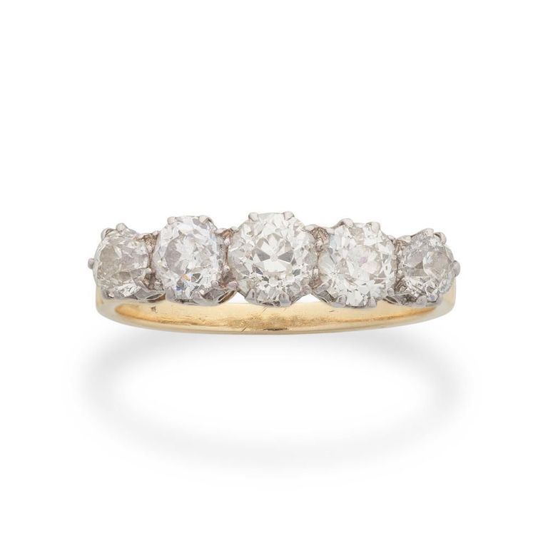 18k Gold Five-Stone Diamond Ring