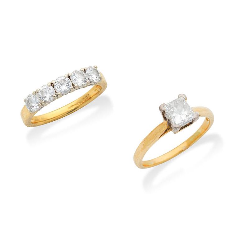Two 18k Gold Diamond Rings