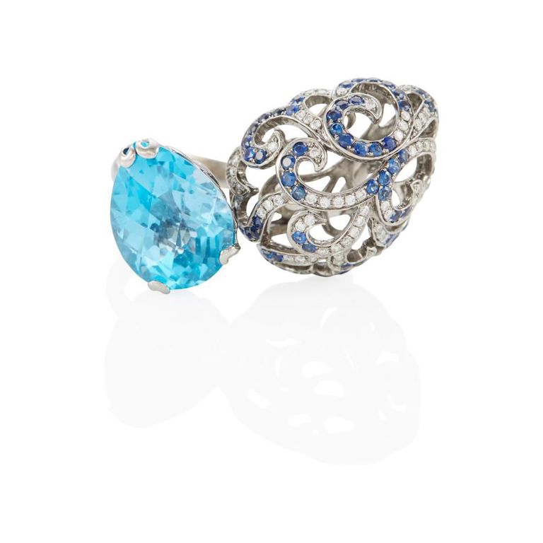 Topaz, Sapphire and Diamond Ring