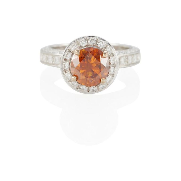 18k White Gold Colored Diamond Ring