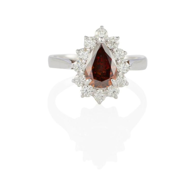 14k White Gold Colored Diamond Ring