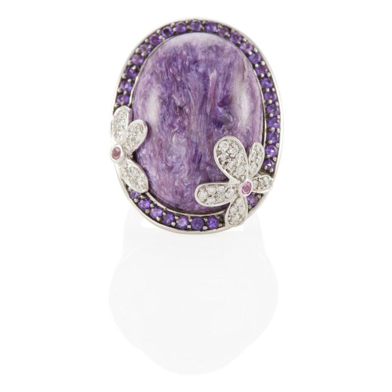 Sugilite, Amethyst and Diamond Ring
