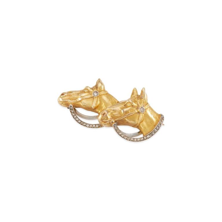 18k Bi-Color Gold Diamond Horse Brooch