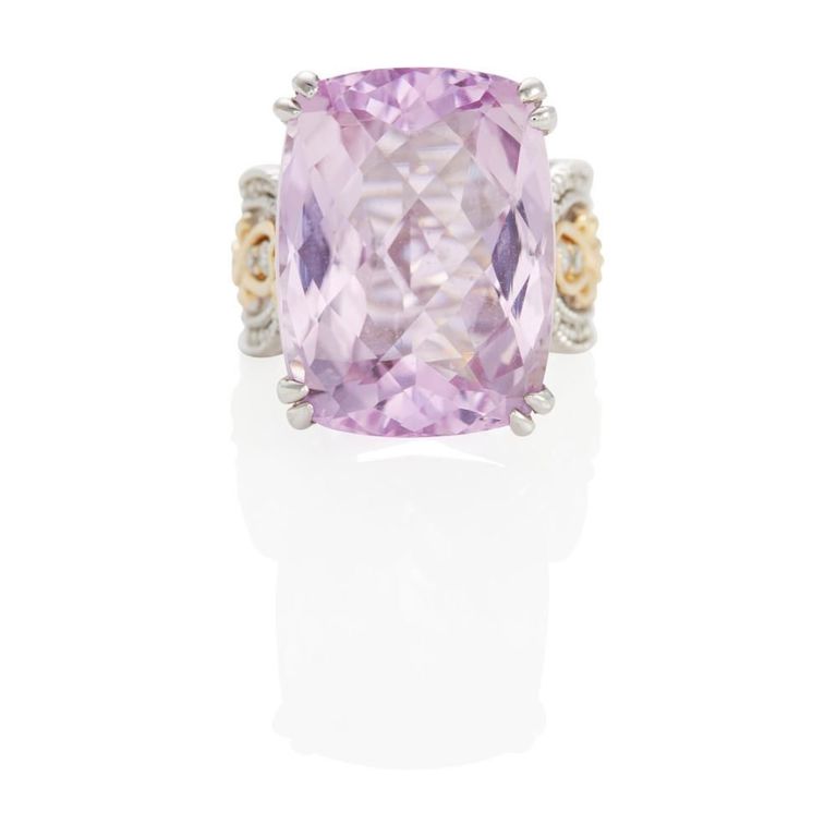 14k Bi-Color Gold Kunzite and Diamond Ring
