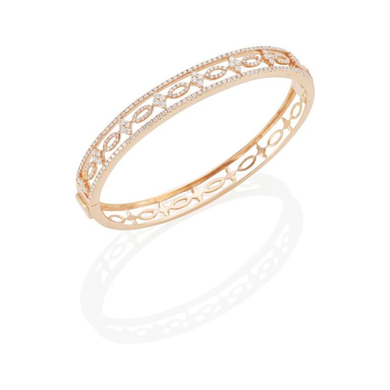 18k Rose Gold Diamond Bangle Bracelet
