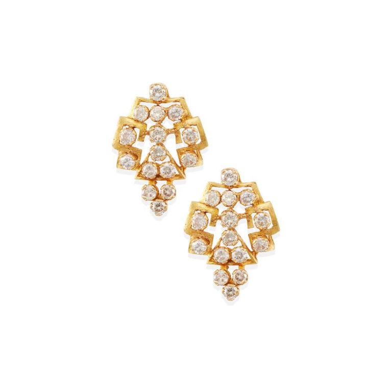 18k Yellow Gold Diamond Earrings