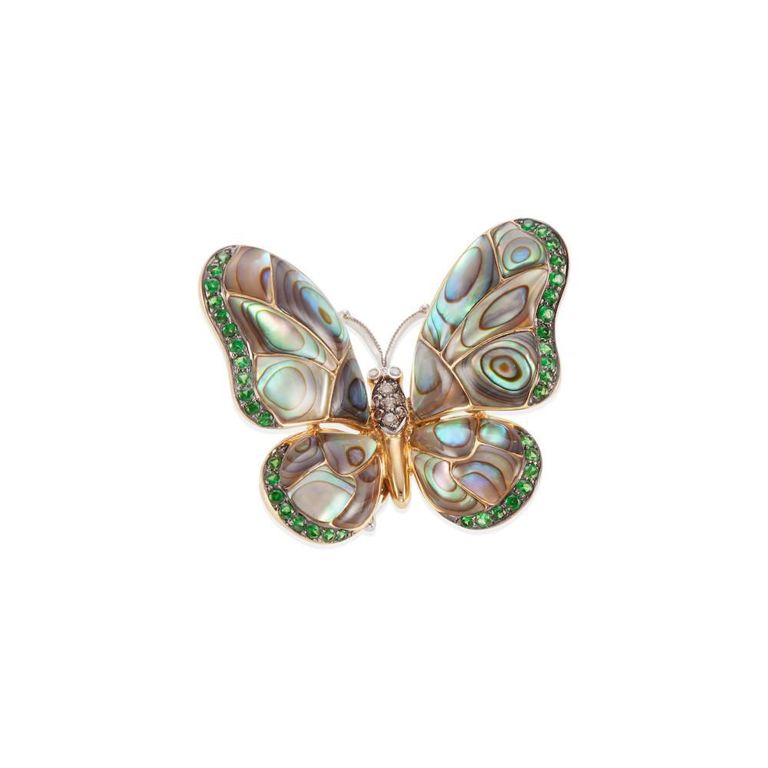 18k Gold Garnet and Diamond Butterfly Pendant