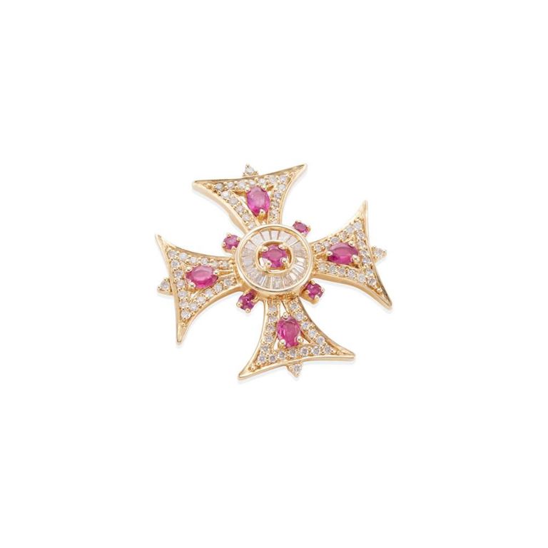 Ruby and Diamond Cross Pendant