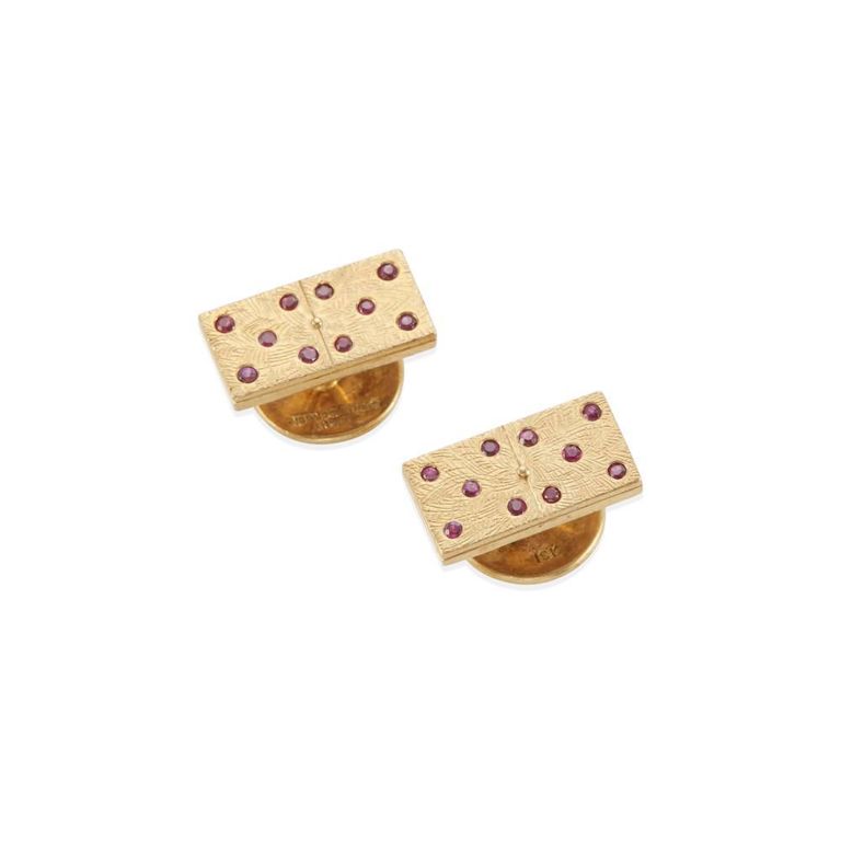 18k Yellow Gold Ruby Cufflinks