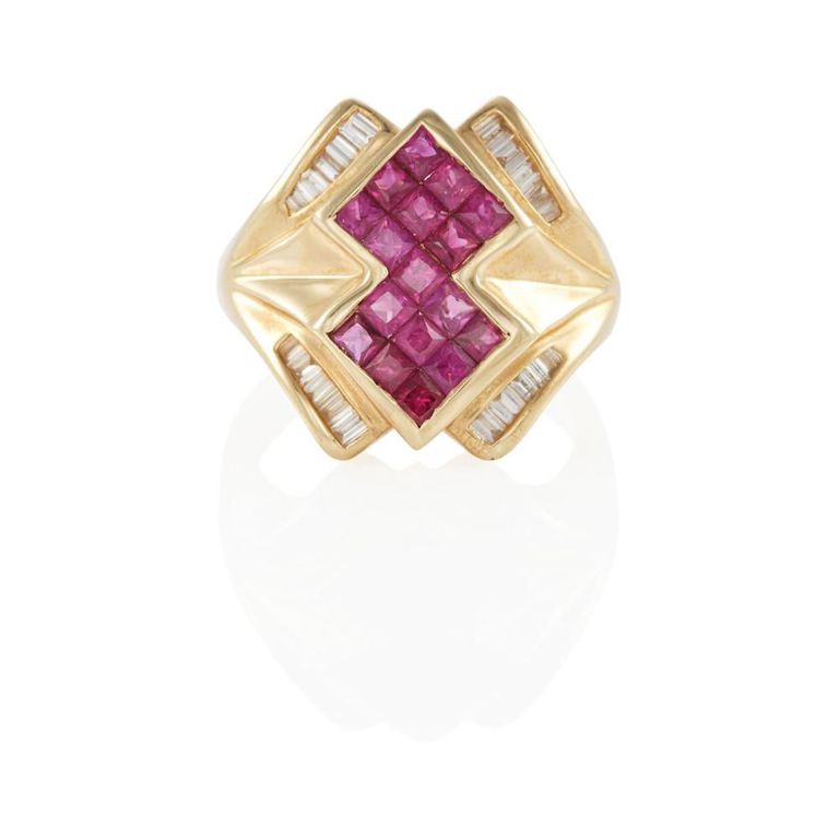 14k Yellow Gold Ruby and Diamond Ring
