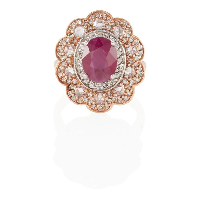 14k Rose Gold Ruby and Diamond Ring