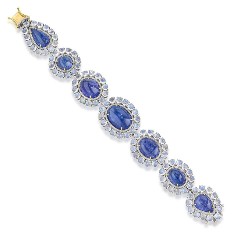 Tanzanite, Moonstone and Diamond Bracelet