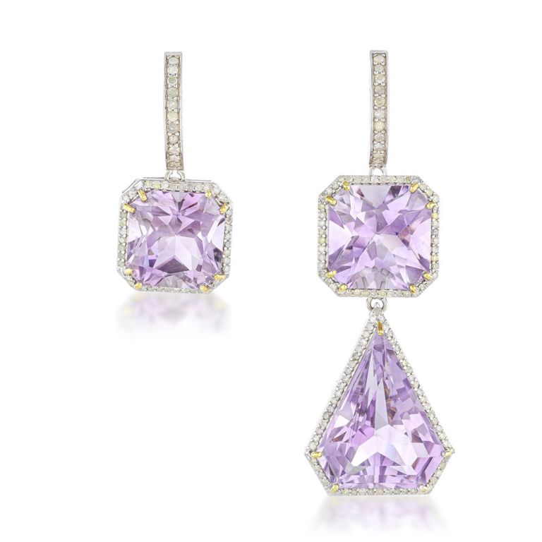 Amethyst and Diamond Earrings