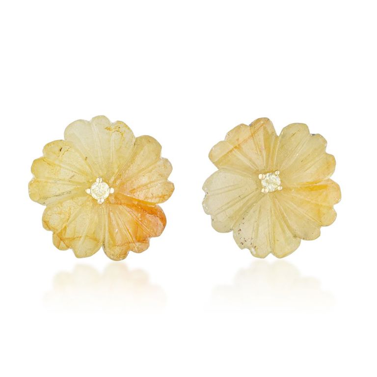 Yellow Sapphire and Diamond Earrings