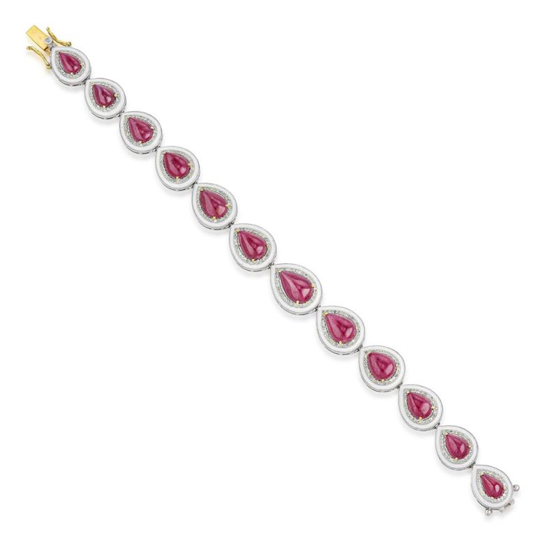 Ruby, Diamond and Enamel Bracelet