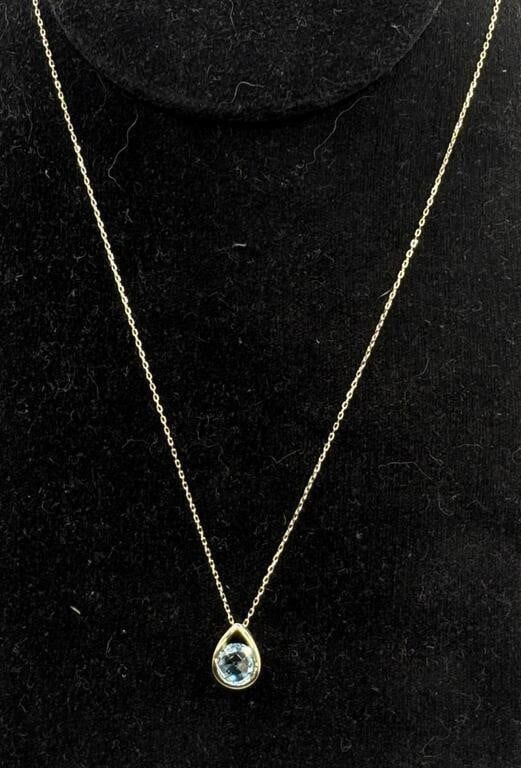 14k Yellow Gold Topaz Pendant Necklace