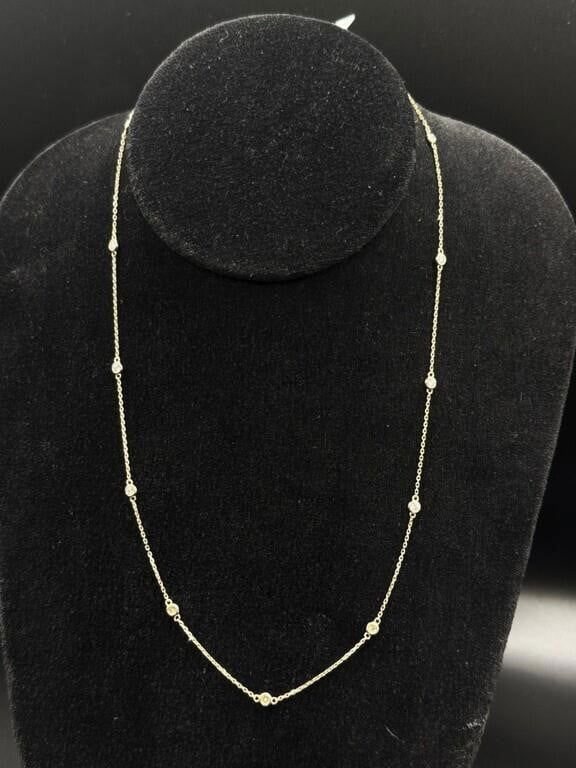 14k Yellow Gold Diamond Chain Necklace