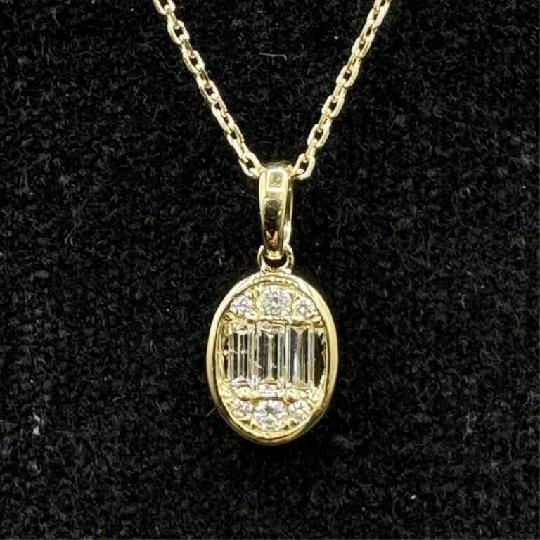 14k Yellow Gold Diamond Pendant Necklace