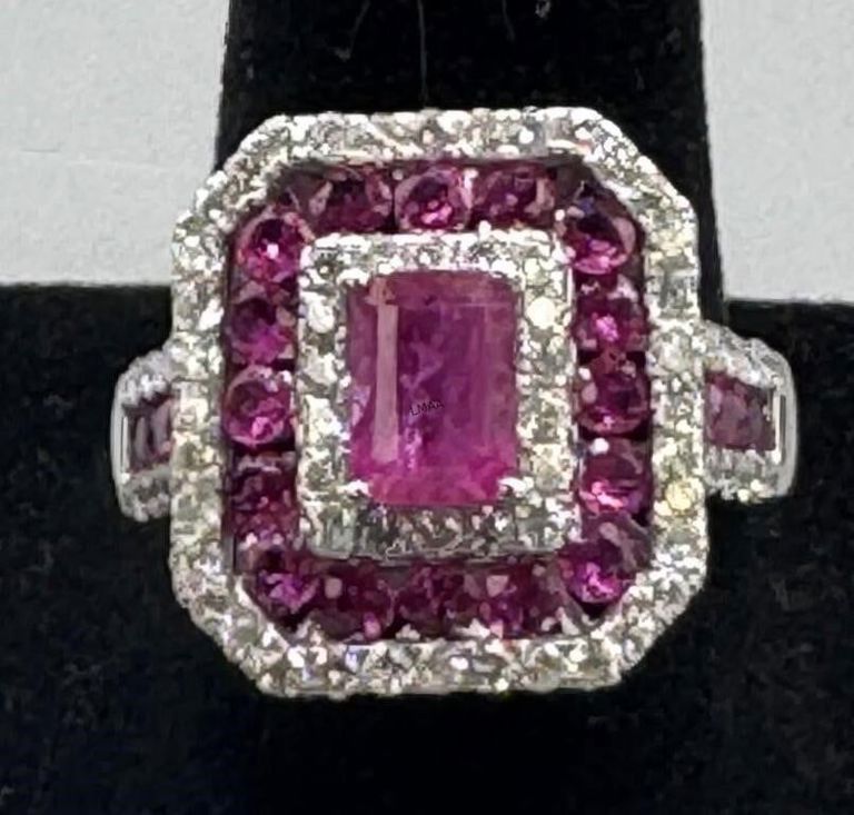 14k White Gold Ruby and Diamond Ring