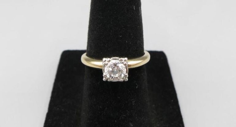 14k Gold and Platinum Diamond Solitaire Ring