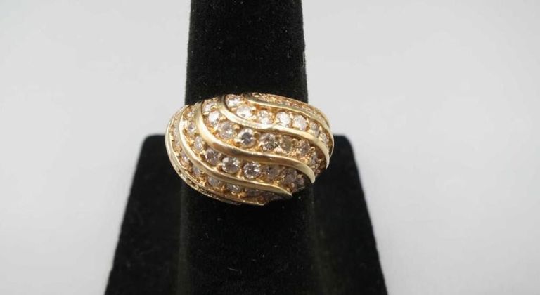 14k Yellow Gold Diamond Dome Ring