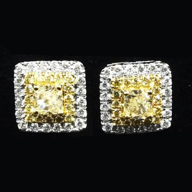 14k Yellow Gold Diamond Stud Earrings