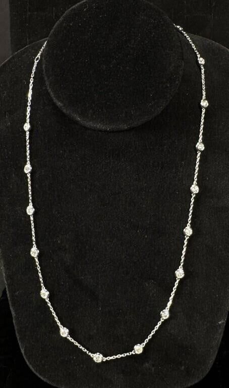 14k White Gold Diamond Chain Necklace
