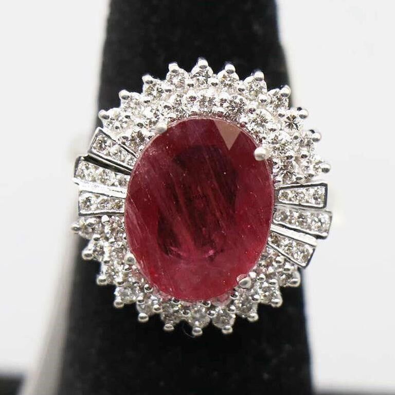 18k White Gold Ruby and Diamond Ring