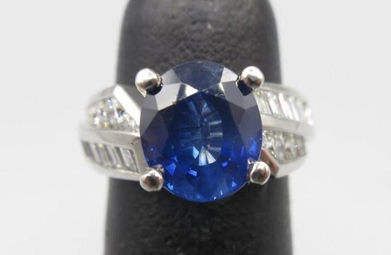 Platinum Diamond and Sapphire Ring