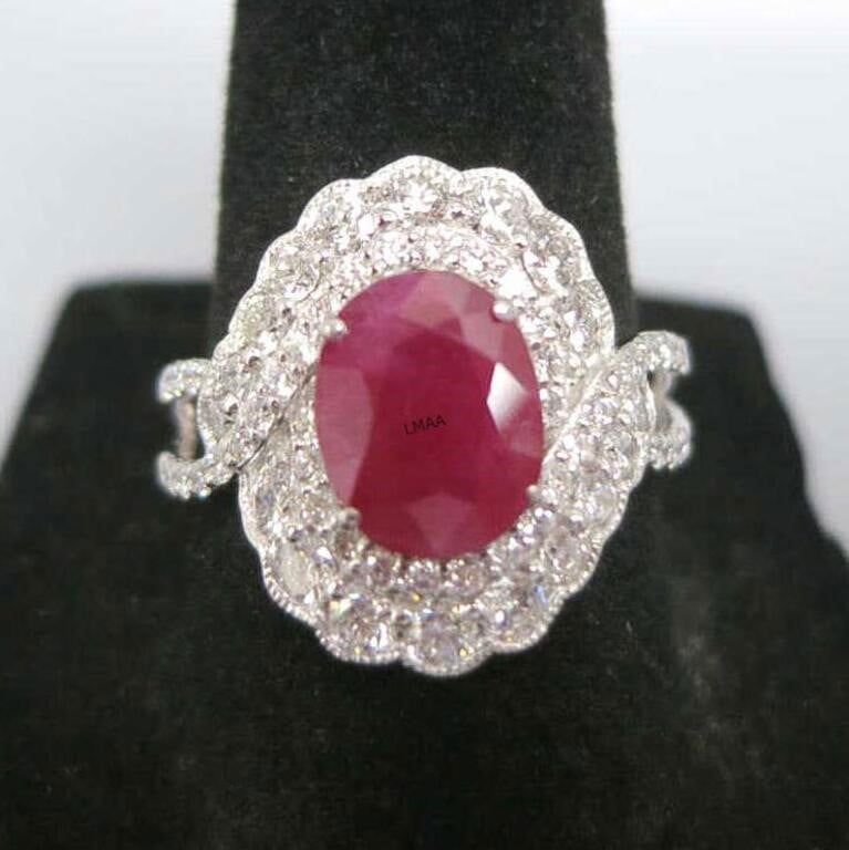 950 Platinum Ruby and Diamond Ring