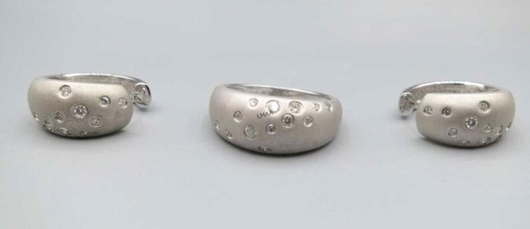 18k White Gold Diamond Ring and Earring Set