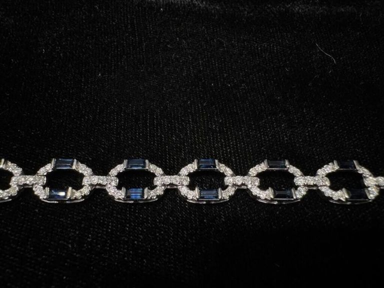 14k White Gold Sapphire and Diamond Bracelet