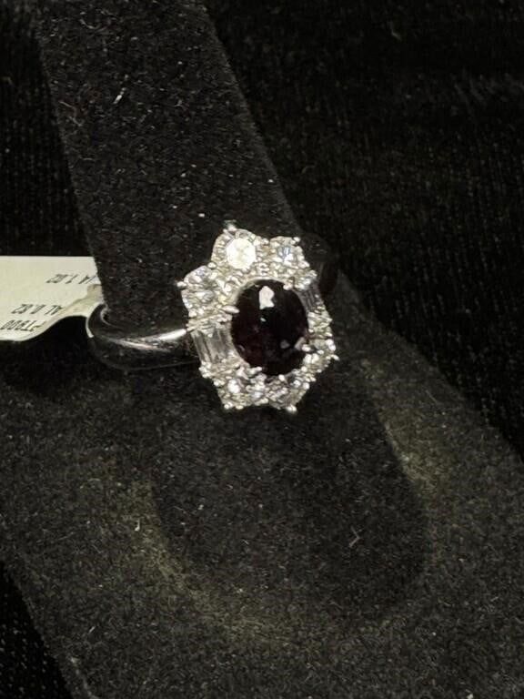 900 Platinum Alexandrite and Diamond Ring