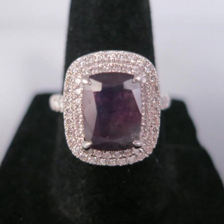 Platinum Sapphire and Diamond Ring