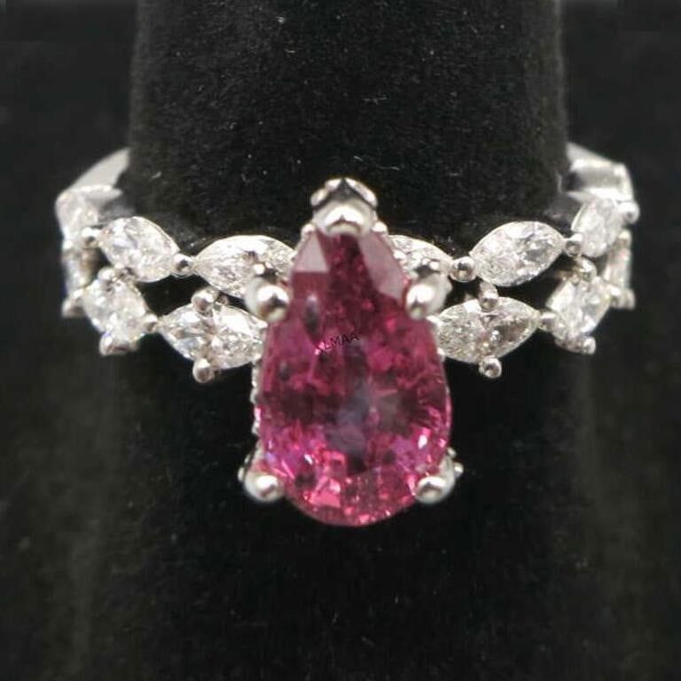 14k White Gold Sapphire and Diamond Ring