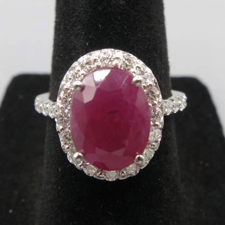 14k White Gold Ruby and Diamond Ring