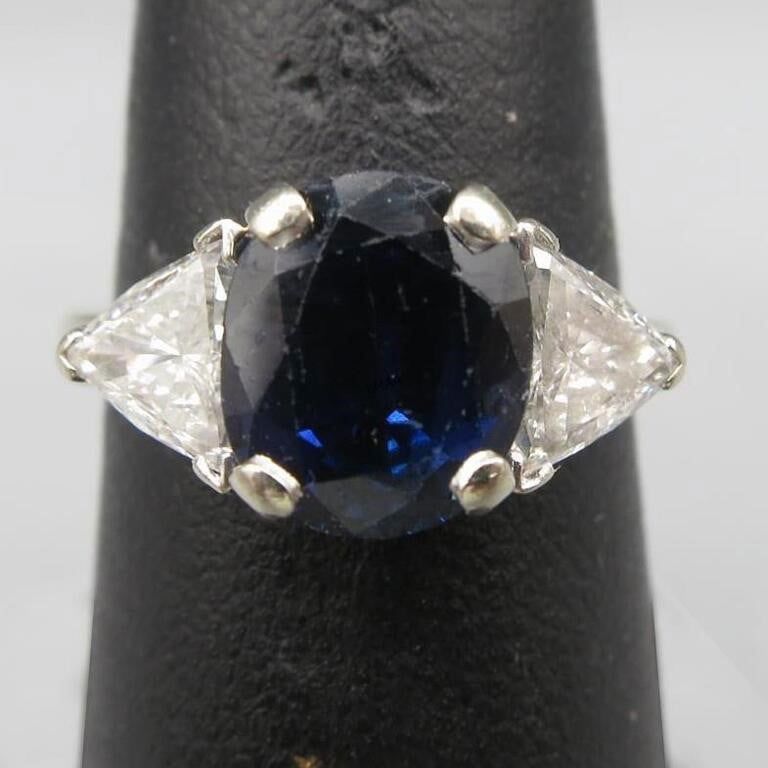 14k White Gold Sapphire and Diamond Ring