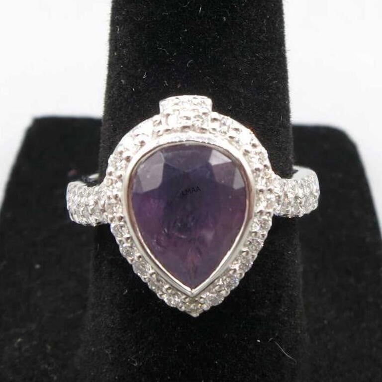 950 Platinum Sapphire and Diamond Ring