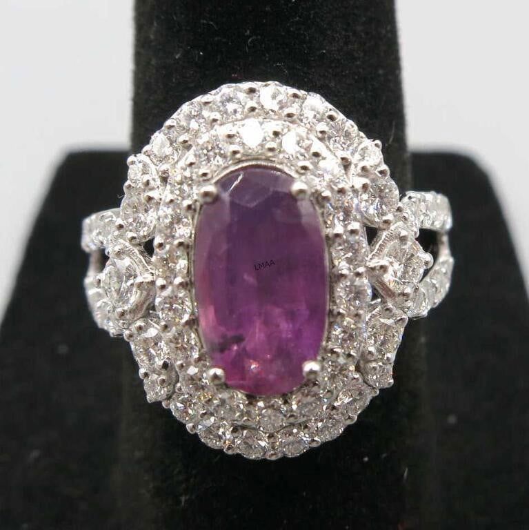 Platinum Sapphire and Diamond Ring