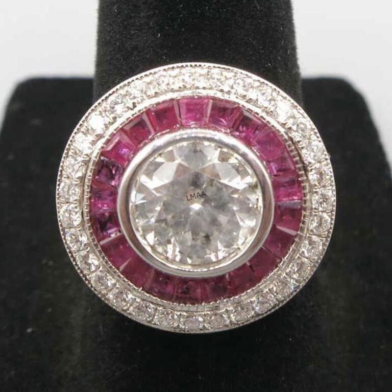 18k White Gold Ruby and Diamond Ring