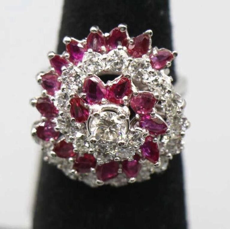 Platinum Ruby and Diamond Ring