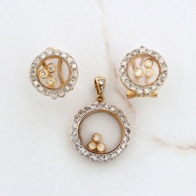 18k Yellow Gold Diamond Jewelry Set
