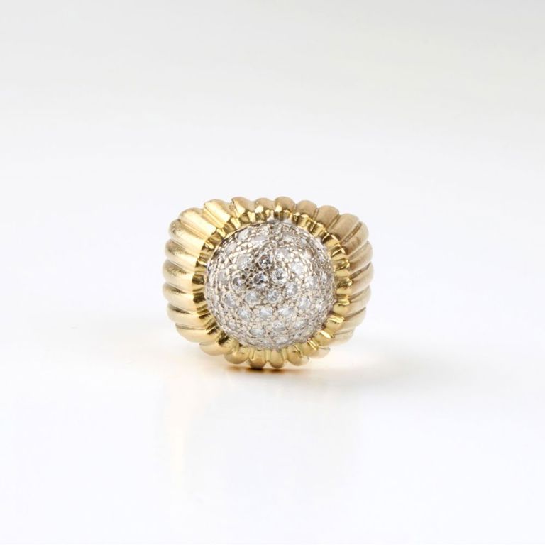 18k Yellow Gold Diamond Dome Ring