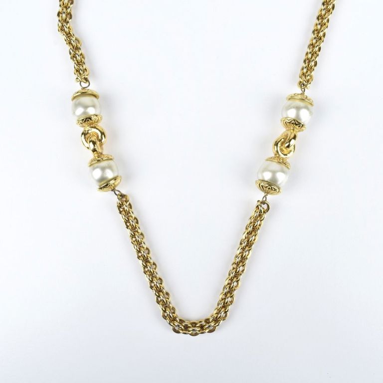 Gold-Plated Pearl Chain Necklace