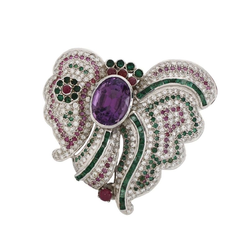 Sterling Silver Gemstone Brooch