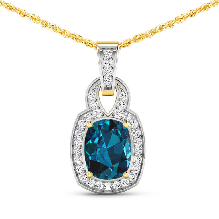 Blue Topaz and Diamond Pendant