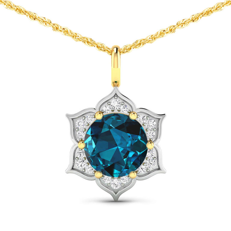 London Blue Topaz and Diamond Pendant